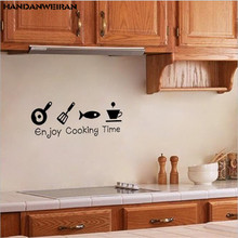 1PCS Black English Enjoy Cooking Time Carved  Wall Stickers For Kitchen Stickers Decorative  Home Decal 51*20CM  Best Selling 2024 - buy cheap