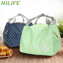 HILIFE Portable Dot Cherry Lunch Box Bag Thermal Insulated Cold Food Storage Bag Canvas Stripe Stripe Warm Lunch Bags 2024 - buy cheap