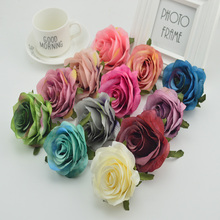 Flores rosas de plástico de seda para pared, accesorios para decoración de boda, flores artificiales baratas para álbum de recortes, 100 Uds. 2024 - compra barato