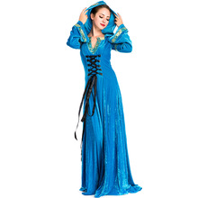 Hooded Medieval Queen Costume Adult Women's Gown Robe Maxi Long Dress Historical Renaissance Party Cos Outfit For Lady Halloween 2024 - buy cheap