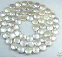 FREE SHIPPING HOT sell new Style >>>> Natural 12MM White Coin Pearl Jewelry Necklace 32" 2024 - buy cheap