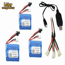 Li-ion 7.4 v 800mAh 18350 Li-ion bateria para H100 3 H102 7.4 v 800 mah RC barco de alta velocidade pçs/lote com carregador 3in1 2024 - compre barato