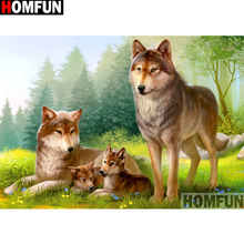 HOMFUN-pintura de diamante 5D DIY "Animal wolf", cuadrados o redondos de imitación bordado de diamantes, estilo punto de cruz 5D, decoración del hogar, A14095 2024 - compra barato