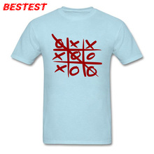 Tictactoe T-shirt Men Light Blue T Shirt Red Tic Tac Toe Tops & Tees Custom Mens Gamer Clothes Students Funky Tshirt Cotton 2024 - buy cheap