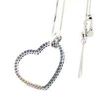 Разноцветное ожерелье в форме сердца и кулон из стерлингового серебра 925 пробы, ювелирное ожерелье для женщин, модные ювелирные изделия, элегантный шейный платок 2024 - купить недорого