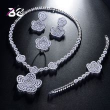 Be 8 Brilliant AAA Cubic Zirconia Wedding Fashion Jewelry Sets Flower Shape Bridal 4 Pcs Earring Necklace Set Bijoux Femme S215 2024 - buy cheap