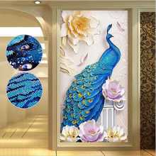 Especial em forma de pintura diamante pavão needlework 3d broca mosaico diy completo diamante bordado animal nova chegada 2024 - compre barato