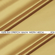 Satén elástico de seda, tela de seda pura de 140cm de ancho, 16momme + tela elástica de licra, costura, tela de brocado chino dorado NO 24 2024 - compra barato