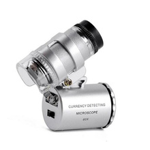 Mini microscópio portátil 60x, lupa de detecção de moeda com led e uv, alta ampliação 2024 - compre barato