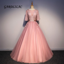 2019 Women's Blush Pink Ball Gown Wedding Dresses Lace Batwing Sleeve plus size Quinceanera Dresses Prom Gowns Robe de mariee 2024 - buy cheap