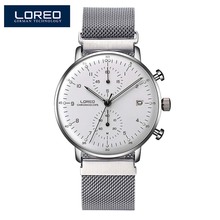 LOREO Men's Quartz-Watch 316L Stainless steel Mesh belt Date Luminous 30M Waterproof Sport WristWatch Man Quartz Watches Men 2024 - buy cheap