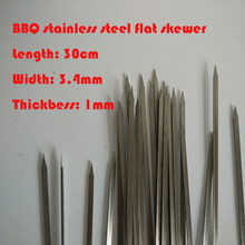 50pcs/lot 30cm*3.4mm stainless flat skewer barbecue fork stainless bbq food stick BBQ Tools Kitchen,Dining & bar Home & Garden 2024 - buy cheap