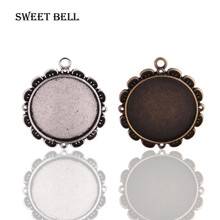 Sweet Bell  (15 pieces/lot)   two color Metal Alloy 25mm Round Cabochon Pendant Setting Jewelry Blanks Free shipping 6B1000 2024 - buy cheap