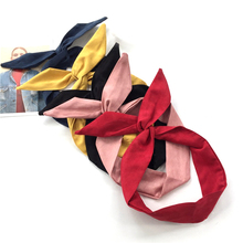 1PC Korean Suede Retro Solid Color Rabbit Ears Headbands Cross Bow Hairbands Metal Wire Scarf Headband Hair Band accessories 2024 - buy cheap