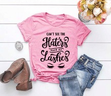 Sugarbaby-Camiseta con estampado "can See The Haters Over My Lashes" para mujer, Camiseta con estampado divertido de pestañas artísticas, camiseta con eslogan tumblr 2024 - compra barato