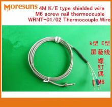 Free Ship 20PCS/lot 4M Thermocouple Wire M6 screw  thermocouple WRNT-01/02 temperature sensor probe K/E type shielded wire 2024 - buy cheap