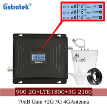 Усилитель сотового сигнала Lintratek 900 1800 2100 GSM, трехдиапазонный усилитель, ретранслятор мобильного сигнала DCS WCDMA 2G 3G 4G LTE Антенна #40 2024 - купить недорого