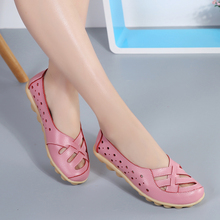 Zapatos planos de Ballet para mujer, zapatillas de piel auténtica con fondo suave, calados, sin cordones, transpirables, de verano, 2021 2024 - compra barato