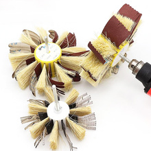 150mmx6mm Shaft Mounted Sisal & Emery cloth sisal sand polishing wheel Micro polishing brush 2024 - buy cheap