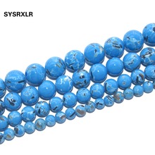 Blue Synthesis Turquoises Stone Round Loose Beads For Jewelry Making DIY Bracelet Necklace Material 6 8 10 12 MM 2024 - buy cheap