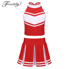 Kids Girls Cheerleader Dance Costume Sleeveless Zippered Tops with Pleated Skirt Sets for School Stage Performance Cosplay Party 2024 - buy cheap