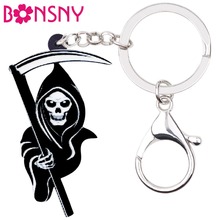 Bonsny Acrylic Halloween Anime Death Reaper Key Chain Keychain Ring Punk Decoration Jewelry For Women Man Girls Teens Bag Charms 2024 - buy cheap