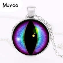 Blue and Purple Dragons Eye Cabochon Glass Round Necklace Men Woman Jewelry HZ1 2024 - buy cheap