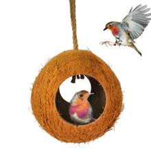 Casca de coco Casa Ninho de Pássaro Hamster Papagaio de Estimação Periquitos Brinquedo Pendurado Gaiola Decoração 2024 - compre barato