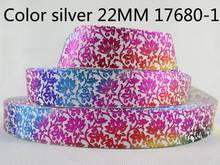 7/8"(22mm) flowers gold silver high quality printed polyester ribbon, DIY handmade materials, wedding gift wrap,10Yc1241 2024 - buy cheap