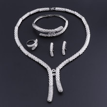 OEOEOS  Fashion Dubai African Jewelry Set Nigerian Wedding Jewelry Set For Women Brides Silver Plated Indian Jewellery Set 2024 - buy cheap