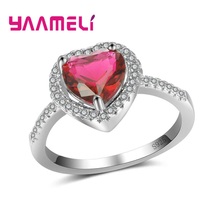 Valentine's Gifts Romantic Heart Stone Jewelry Ring Women Sparkling Accessories 925 Sterling Silver Party Wedding Propose Bijoux 2024 - buy cheap