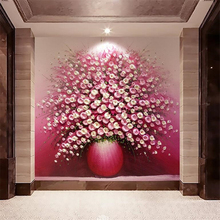 Wellyu-papel tapiz personalizado 3d, pintura al óleo, jarrón púrpura, entrada de lujo, corte de fondo para sala de estar, papel tapiz 3d de pared 2024 - compra barato