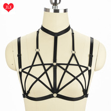 women harness lingerie pentagram Harness bra cage Gothic Harajuku sexy lingerie Handmade body harness bondage cage bra 2024 - buy cheap