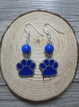 Fashion Jewelry 20Pair Drop Glaze Cat Dog Paw Prints & Royal Blue Glass Bead Charm Fashion Pendants Drape Earrings 2024 - buy cheap