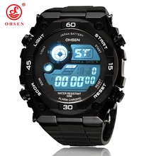 Top Sale New OHSEN Digital LCD Mens Watches Gifts 50M Diving Rubber Strap Alarm Blue Fashion Outdoor Sport Boys Male wristwatch 2024 - buy cheap
