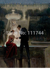 Pintura de paisagem crepúsculo romance feminino, tela de alta qualidade pintada à mão 2024 - compre barato