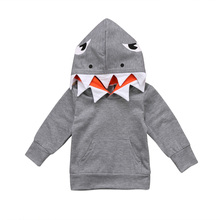 2019 New Fashion Toddler Kids Boys Animal Shark Long Sleeve Hooded Tops Hoodie Casual Clothes Gray Outerwear 2024 - buy cheap