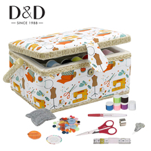 Home Sewing Storage Basket with Sewing Tool Accessories Cotton Fabric&Wood Crafts Storage Box Sewing Kits Gift for Mother 2024 - buy cheap