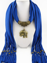 Nueva moda bufandas con flecos Color de bronce antiguo colgante de elefante bufanda envío gratis 2024 - compra barato