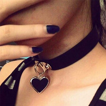 2018 New Arrival Punk Goth PU Leather Choker Necklace Simple Women Heart Pendant Collares Chocker Necklaces for Girl Gift 2024 - buy cheap