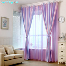Purple/Green Jacquard Curtain Drape Sheer Tulle Blinds Curtains for Children Bedroom Living Room Window Treatment Customized 2024 - buy cheap
