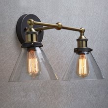Vintage Retro Industrial Edison Antique Clear Glass 2-Light Adjust Wall lamp Cafe Bar Coffee Shop Club 2024 - buy cheap