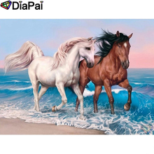 DIAPAI Алмазная картина 5D DIY 100% полностью квадратная/круглая дрель "Животное Лошадь" Алмазная вышивка крестиком 3D декор A24603 2024 - купить недорого