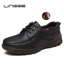 Lingge sapatos masculinos casuais, mocassins de couro genuíno para homens, sapatos de neve, calçados loafer, plus size 38-48 2024 - compre barato