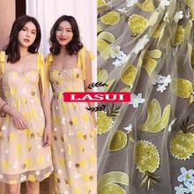 LASUI 1 yard=1 piece 2019 W0136 DIY skirt wedding dress accessories  banana pineapple sequin fruit embroidery mesh lace fabric 2024 - buy cheap