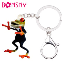 BonsnyAcrylic Hugging Frog Key Chain Keychains Rings Anime Animal Jewelry Gift For Women Girls Bag Car Purse Pendant Charms New 2024 - buy cheap