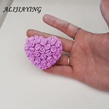 Molde de silicone em formato de coração e flor de rosa 3d d0299, presente para dia dos namorados, bolo com fondant, sabonete 2024 - compre barato