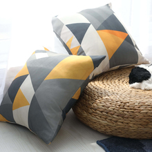 Funda de cojín geométrica colorida para el hogar, cubierta de almohada para el sofá, de algodón, amarillo, azul y gris, 45x45/60x60 2024 - compra barato