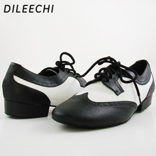 DILEECHI Spot wholesale Men's Black White Real Leather Flats Modern dance shoes Tango Party Wedding Square dance shoes 2024 - buy cheap