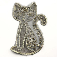 Clothing diy embroidery patch deal with it 23cm golden cat beading biker patches for clothes sweet stickers fabric free shipping 2024 - buy cheap